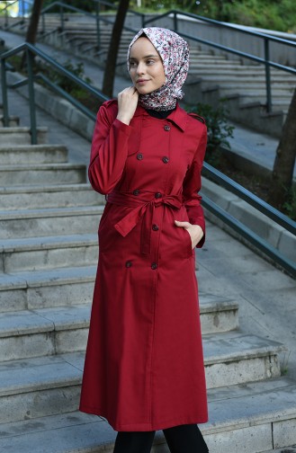 Claret red Trench Coats Models 4035-06