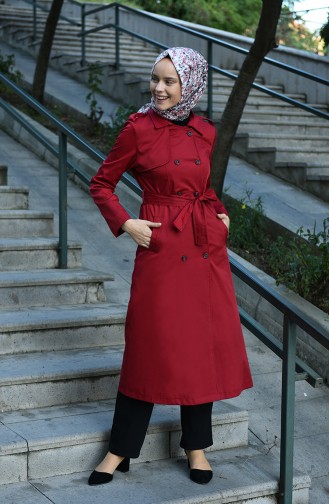 Claret red Trench Coats Models 4035-06