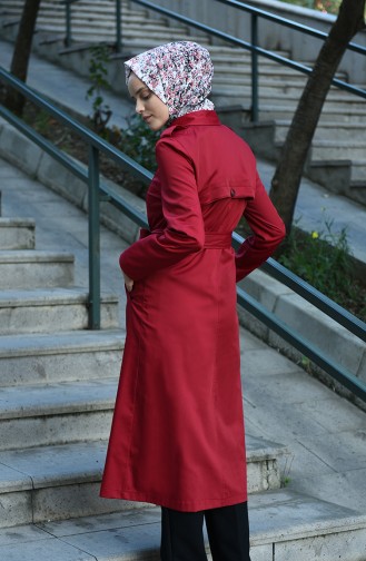 Claret red Trench Coats Models 4035-06