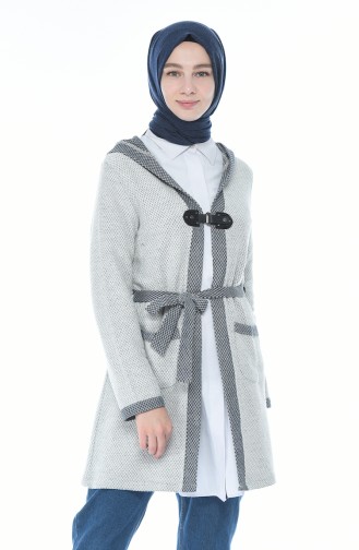 Gilet Hivernal a Capuche 1542-01 Blanc İndigo 1542-01