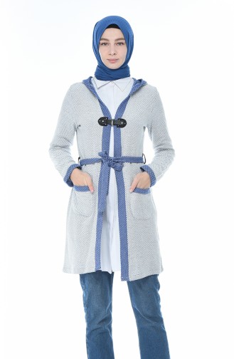 Gilet Hivernal a Capuche 1542-02 Blanc Bleu 1542-02