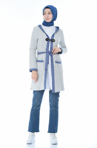 Gilet Hivernal a Capuche 1542-02 Blanc Bleu 1542-02