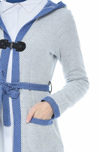 Gilet Hivernal a Capuche 1542-02 Blanc Bleu 1542-02