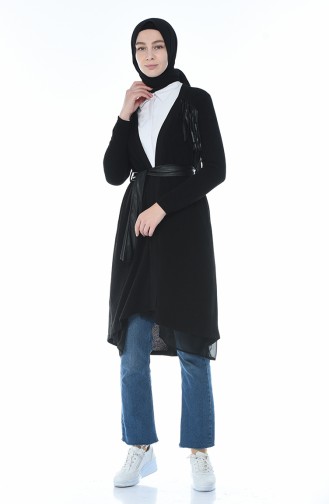 Gilet Détail Cuir 1545-03 Noir 1545-03