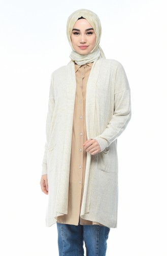 Gilet Tricot avec Poches 2107-02 Beige 2107-02