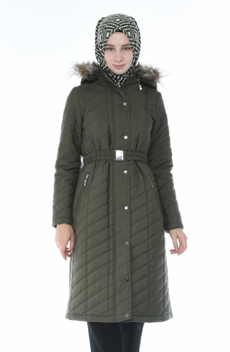 Arched Quilted Coat Khaki 505719-01