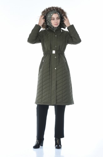 Arched Quilted Coat Khaki 505719-01