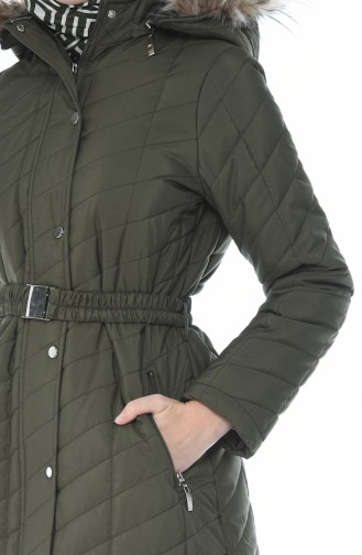 Arched Quilted Coat Khaki 505719-01