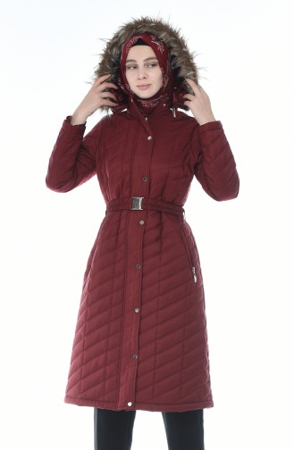 Arched Quilted Coat Bordeaux 505719-05