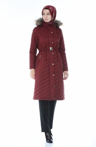 Arched Quilted Coat Bordeaux 505719-05