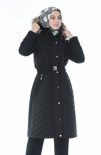 Arched Quilted Coat Black 505719-06