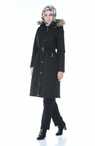 Arched Quilted Coat Black 505719-06