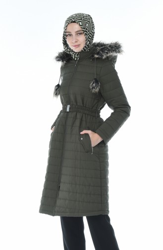 Lined Quilted Coat Khaki 509503-01