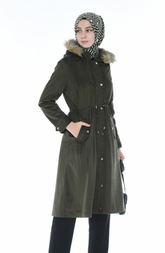 Fur Velvet Coat Khaki 5126-03