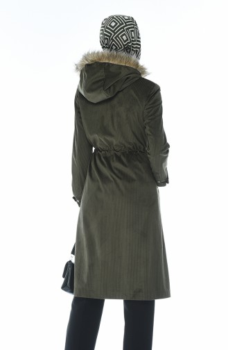Fur Velvet Coat Khaki 5126-03