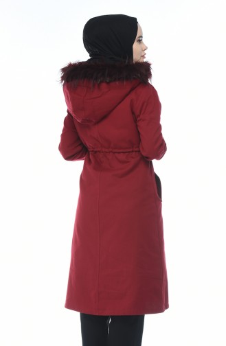 معطف طويل أحمر كلاريت 4037-05