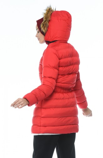 Fermuarlı Şişme Mont 1568-01 Kırmızı