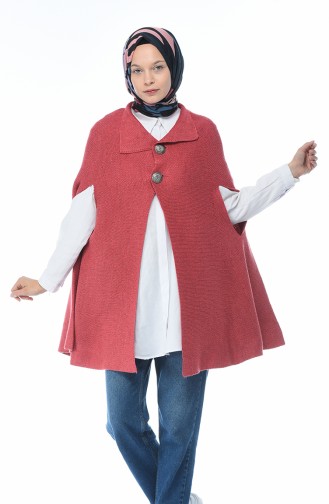 Poncho Tricot a Boutons 7301-03 Rose 7301-03