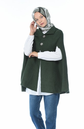 Poncho Tricot a Boutons 7301-09 Vert emeraude 7301-09