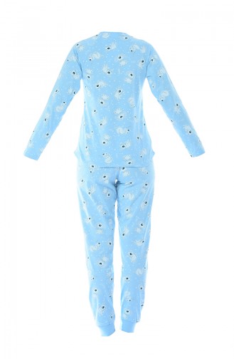 Bayan Uzun Kollu Pijama Takımı 712086-01 Mavi