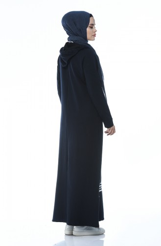 Navy Blue Hijab Dress 9086-03