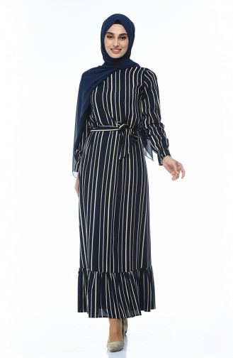 Robe Viscose a Rayures 2011-01 Bleu Marine 2011-01