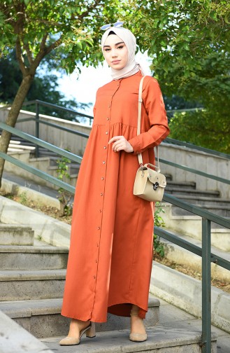 Ziegelrot Hijab Kleider 5037-02