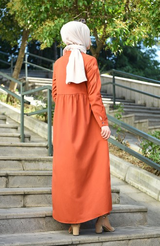 Brick Red Hijab Dress 5037-02