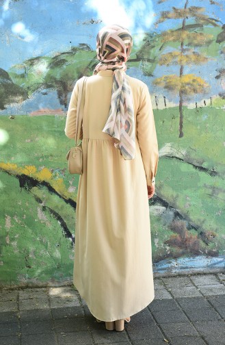 Beige Hijab Kleider 5037-04