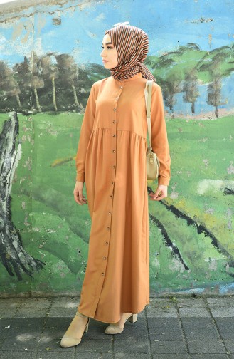 Keksfarbe Hijab Kleider 5037-07