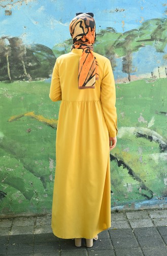 Gelb Hijab Kleider 5037-11