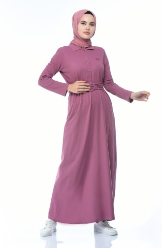 Polo Kragen Kleid mit Gürtel 5039-02 Puder Rosa 5039-02