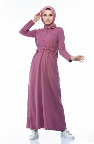 Polo Kragen Kleid mit Gürtel 5039-02 Puder Rosa 5039-02