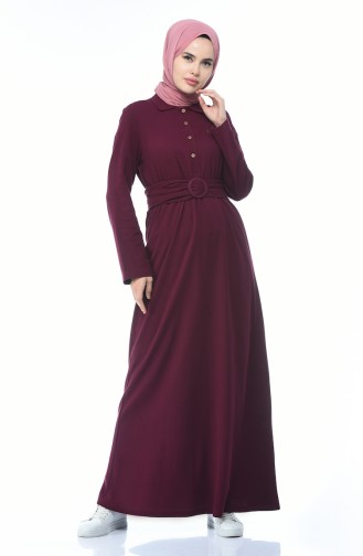 Robe Col Polo a Ceinture 5039-04 Plum 5039-04