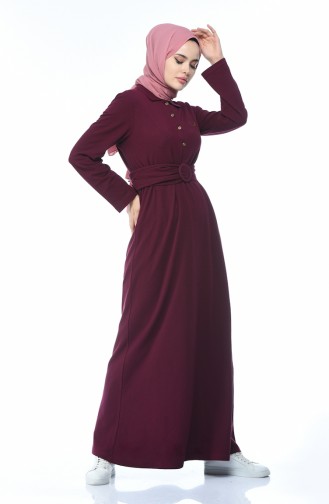 Robe Col Polo a Ceinture 5039-04 Plum 5039-04