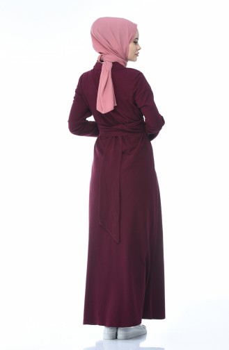 Robe Col Polo a Ceinture 5039-04 Plum 5039-04