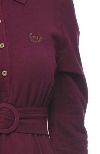 Robe Col Polo a Ceinture 5039-04 Plum 5039-04