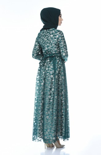 Green Hijab Evening Dress 5040-02
