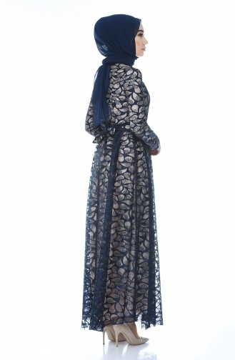 Dunkelblau Hijab-Abendkleider 5040-07