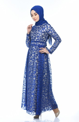 Saxe Hijab Evening Dress 5040-08