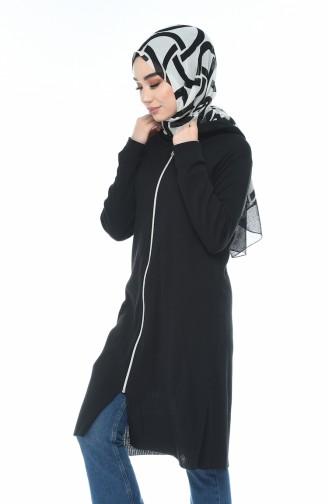 Hooded Zippered Tunic Black 4401-02