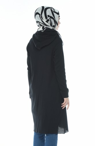 Hooded Zippered Tunic Black 4401-02