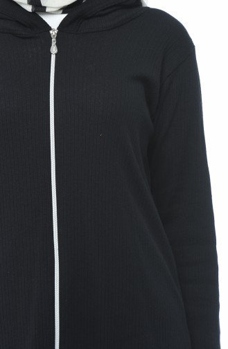 Hooded Zippered Tunic Black 4401-02
