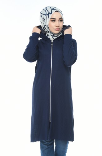 Hooded Zippered Tunic Indigo 4401-06