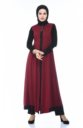 Gizli Düğmeli Uzun Tunik 7K3701900-05 Bordo