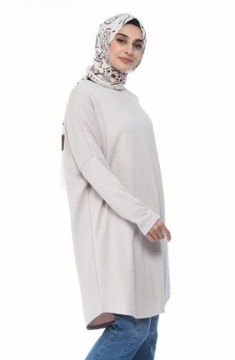 Embossed Pattern Tunic Beige 7932-01