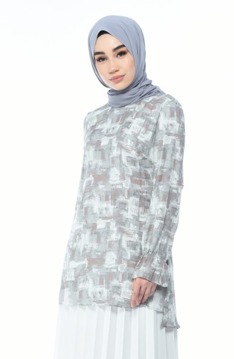 Tunique Asymétrique Manches élastique 40012-01 Gris 40012-01