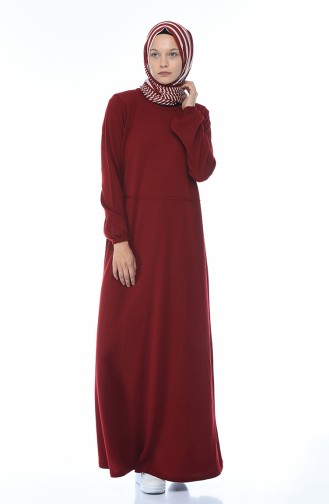 Claret Red Hijab Dress 4134-04