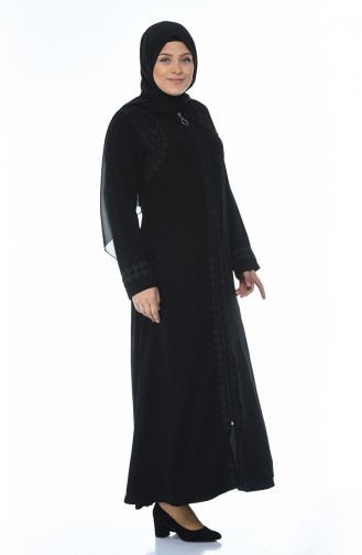 Spitzen Abaya 5001A-01 Schwarz 5001A-01