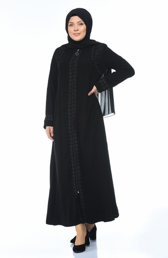 Spitzen Abaya 5001A-01 Schwarz 5001A-01